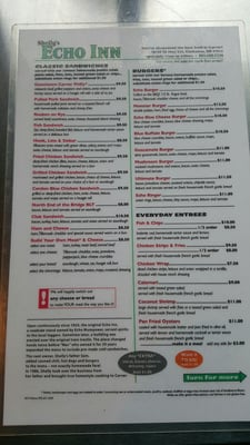 Menu photo 3 Shelly's Echo Inn Damascus, OR