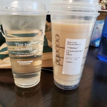 Starbucks - What I got. On the right was what I originally got. On the right was vanilla flavored water. - Coffee & Tea Near Me - Lemoore, California Starbucks - What I got. On the right was what I originally got. On the right was vanilla flavored water. - Coffee & Tea Near Me - Lemoore, California