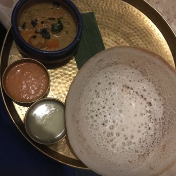 Hoppers - Cauliflower curry (bland) with a hopper (v good) - coconut chutney (tasteless) and tomato chutney (very very - too - spicy) - Sri Lankan Near Me - London, XGL Hoppers - Cauliflower curry (bland) with a hopper (v good) - coconut chutney (tasteless) and tomato chutney (very very - too - spicy) - Sri Lankan Near Me - London, XGL