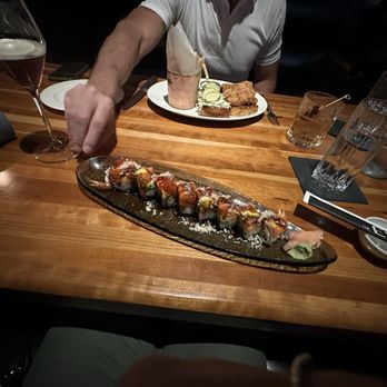 The Evie - Birthday dinner! Crispy Fresh Fish Sandwich for him, Crispy Jalapeno Roll for me. - American Near Me - Chicago, Illinois The Evie - Birthday dinner! Crispy Fresh Fish Sandwich for him, Crispy Jalapeno Roll for me. - American Near Me - Chicago, Illinois
