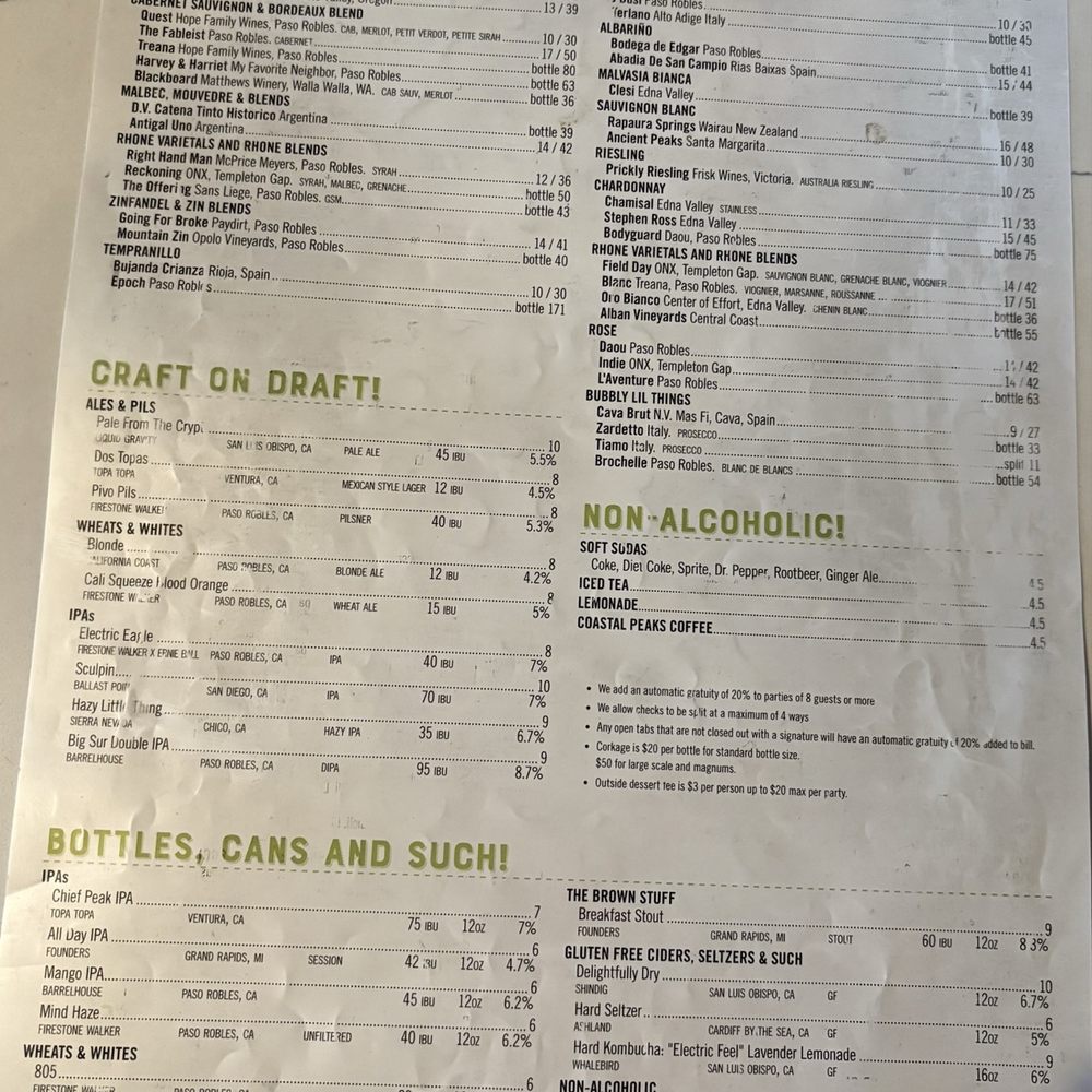 TASTE! Craft Eatery - Paso Robles - Drink menu - Salad Near Me - Paso Robles, California TASTE! Craft Eatery - Paso Robles - Drink menu - Salad Near Me - Paso Robles, California