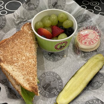 Chicken Salad Chick - Kickin Kay Lynne on wheat, side of fresh fruit - Southern Near Me - Fort Worth, Texas