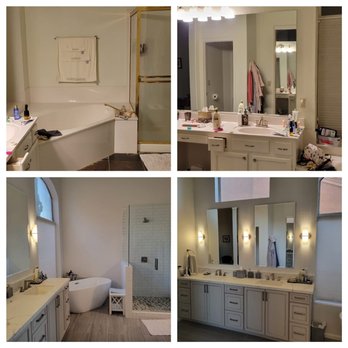 Structures Cabinet + Design - "Before" pics of our 1992 master bathroom on top, "After" pics below - Kitchen & Bath Near Me - Tempe, Arizona
