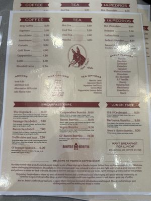 Menu photo 1 Pedro's Coffee Shop Timnath, CO Menu photo 1 Pedro's Coffee Shop Timnath, CO