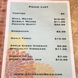 Artesano - Price List