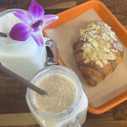 Almond croissant, iced vanilla chai, coconut lemonade. Almond croissant, iced vanilla chai, coconut lemonade.