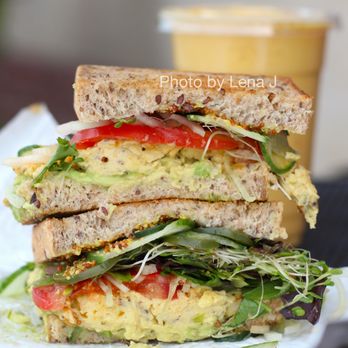 Kitsch Cafe - B.Y.O.BREAKY ($9) - Breakfast Sandwich w Scrambled Eggs, Lettuce, Tomato, Onion, Sprouts, Cucumber, Pickled Jalapenos, Avocado, Mustard - Cafes Near Me - Baltimore, Maryland