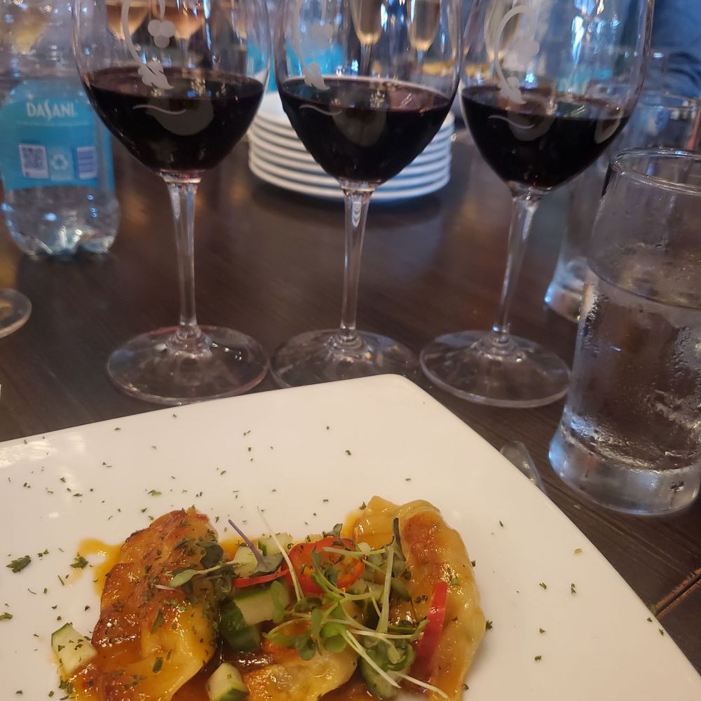 Lobster potstickers and 'Sexy Red' wine flight Lobster potstickers and 'Sexy Red' wine flight