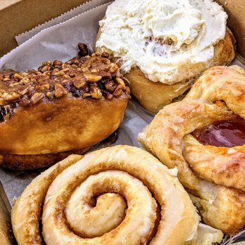 Bun Appetit! - Vanilla Bean Glazed, White Chocolate Buttercream, Caramel Sticky Bun, and Apricot Jam - Bakeries Near Me - Charlotte, North Carolina