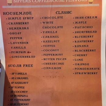 Sippers Coffeehouse - Syrup flavors - Coffee & Tea Near Me - Jacksonville, Florida Sippers Coffeehouse - Syrup flavors - Coffee & Tea Near Me - Jacksonville, Florida