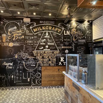 Milkcraft - a chalkboard wall in a coffee shop - Desserts Near Me - Fairfield, Connecticut
