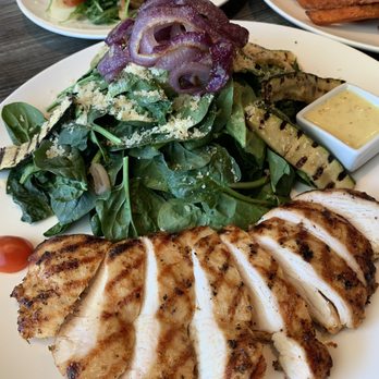 Tri Valley Bistro - Grilled Vegetable Farro Salad with Grilled Chicken - Breakfast & Brunch Near Me - Pleasanton, California Tri Valley Bistro - Grilled Vegetable Farro Salad with Grilled Chicken - Breakfast & Brunch Near Me - Pleasanton, California