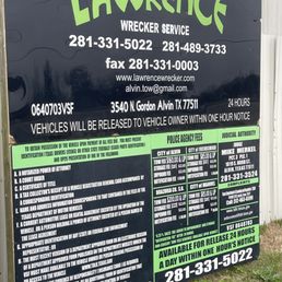 Exterior photo of Lawrence Wrecker Service - Alvin, Texas Exterior photo of Lawrence Wrecker Service - Alvin, Texas