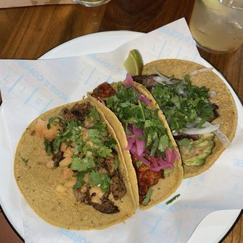 Bandit Tacos & Coffee - Bandito (Pork Shoulder), Chicken, Short Rib tacos (left to right) - Tacos Near Me - Madison, Wisconsin Bandit Tacos & Coffee - Bandito (Pork Shoulder), Chicken, Short Rib tacos (left to right) - Tacos Near Me - Madison, Wisconsin