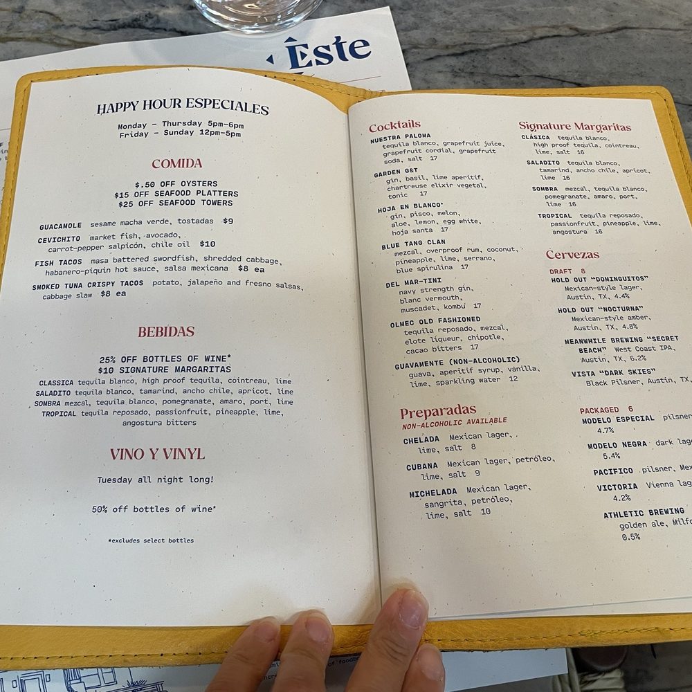 Este - HH menu - Seafood Near Me - Austin, Texas Este - HH menu - Seafood Near Me - Austin, Texas
