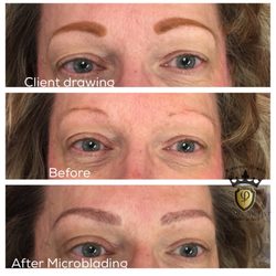 Skin Spa Utah - Microblading.  Client drawing, before, and after.