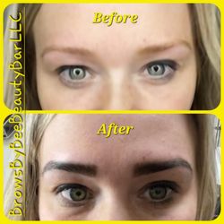 Brows By Bee Beauty Bar - Before and After Photos of an Eyebrow Threading, that also got Eyebrow Tint.