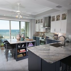 Cabinets Direct - Blue & White makes for a very clean look in a condo along Scenic Hwy.