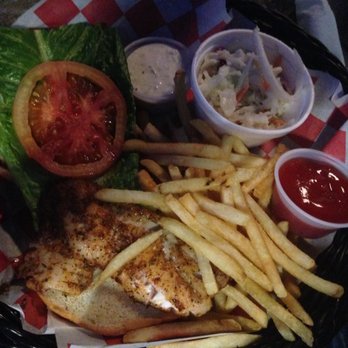 Flatbread Grill - Blackened grouper - more bun that fish! Skip! - New American Near Me - Hilton Head Island, South Carolina