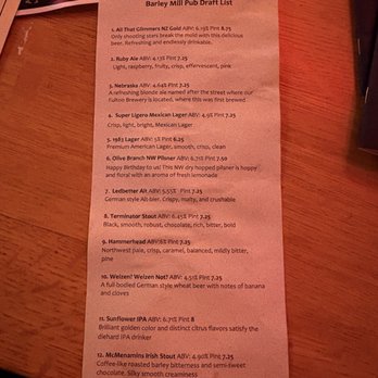 McMenamins Barley Mill Pub - Menu 6/27/26 - American Near Me - Portland, Oregon