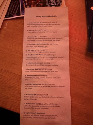 Menu photo 2 McMenamins Barley Mill Pub Portland, OR