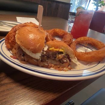 Artisanal Burger Company - Strawberry no-rita  Americana Burger add fried egg  Onion rings - Burgers Near Me - Manchester, Connecticut