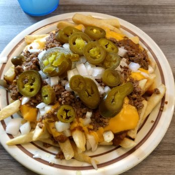 Grill House - Chili Cheese Fries Supreme, loaded with chili, cheese, onions and precision cut jalapenos. Oh yeah, and French fries smothered underneath. - American Near Me - Fraser, Michigan