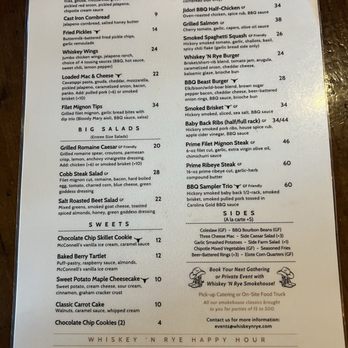 Whiskey 'N Rye Smokehouse - Menu December, 2025 - Barbeque Near Me - Solvang, California
