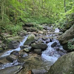 Under the Hemlock Campground and Cabins - The lower portion of the waterfalls.