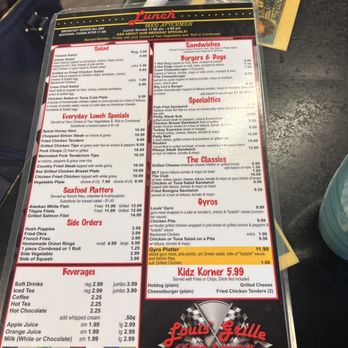 Louis' Grille - the menu of the restaurant - Diners Near Me - Harrisburg, North Carolina