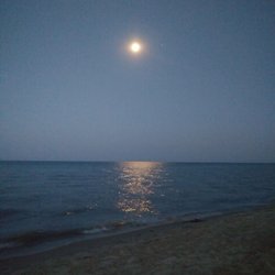 La Mer Douce Family Beach Resort - Sitting out by the fire pit on the lake. The moon reflecting off of lake Huron