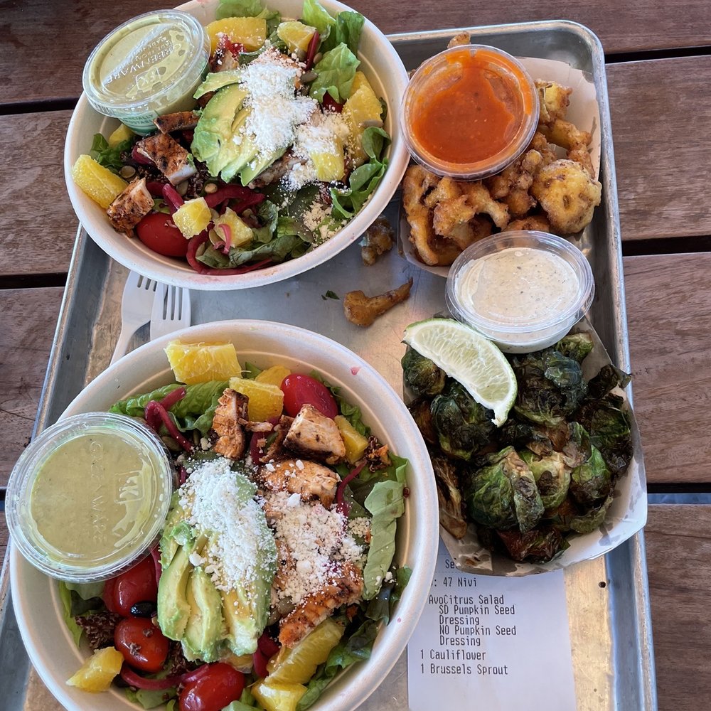 Gott's St. Helena - Citrus & Avocado Chop, Fried Brussels Sprouts, cauliflower - Burgers Near Me - Saint Helena, California Gott's St. Helena - Citrus & Avocado Chop, Fried Brussels Sprouts, cauliflower - Burgers Near Me - Saint Helena, California