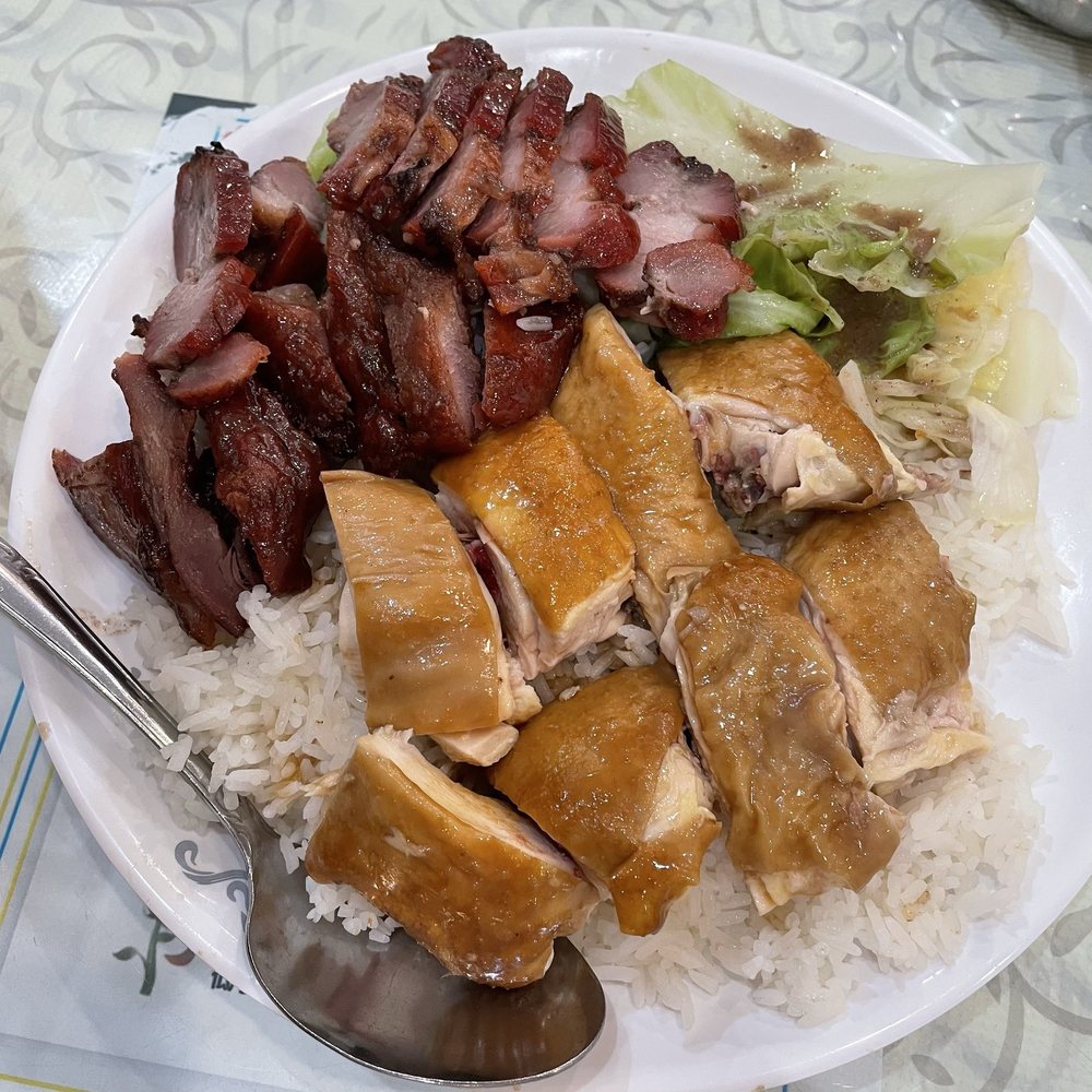 L H Restaurant - Two bbq item rice plate (soy sauce chicken and honey BBQ pork) - Dim Sum Near Me - San Francisco, California L H Restaurant - Two bbq item rice plate (soy sauce chicken and honey BBQ pork) - Dim Sum Near Me - San Francisco, California