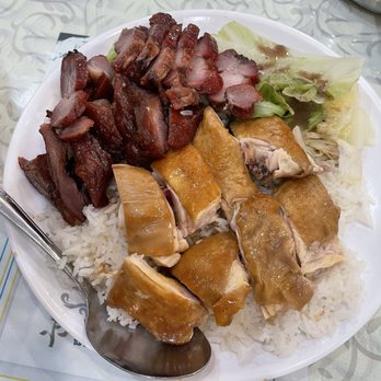 L H Restaurant - Two bbq item rice plate (soy sauce chicken and honey BBQ pork) - Dim Sum Near Me - San Francisco, California L H Restaurant - Two bbq item rice plate (soy sauce chicken and honey BBQ pork) - Dim Sum Near Me - San Francisco, California