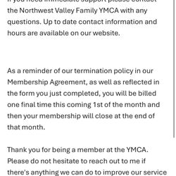 Northwest Valley Family Ymca - Termination email with their final "gotcha" on your way out.