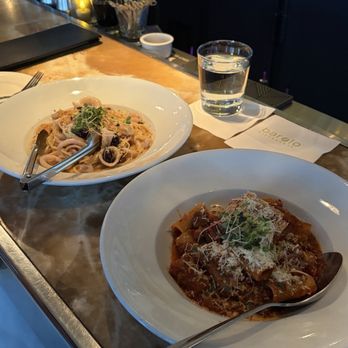 Barolo Ristorante - Rigatoni al Sugo di Carne, Spaghetti with calamari and parmiggiano - Italian Near Me - Seattle, Washington