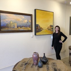 321 Espresso and Coffee - Viewing the artwork of Larry K Hill, while enjoying a scottish conqueror latte created by the young barista, Callie.