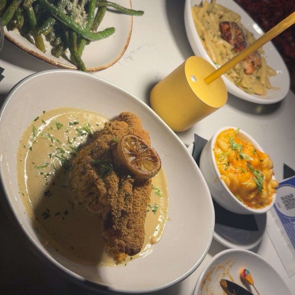 Miami Vibes - Rasta Pasta with chicken, Catfish fried hard, Mac & Cheese & Green Beans - Breakfast & Brunch Near Me - Plano, Texas Miami Vibes - Rasta Pasta with chicken, Catfish fried hard, Mac & Cheese & Green Beans - Breakfast & Brunch Near Me - Plano, Texas