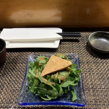Nakamori - Arugula salad with fried tofu in miso dressing - Japanese Near Me - Toronto, Ontario Nakamori - Arugula salad with fried tofu in miso dressing - Japanese Near Me - Toronto, Ontario