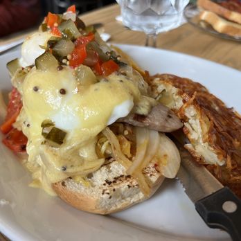First Street Haven - Bratwurst Benedict. - Breakfast & Brunch Near Me - Port Angeles, Washington