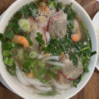 Bamboo Cafe - H2 - Banh Canh Dac Biet Noodle Soup comes with shrimp, shrimp paste, and char siu pork. Noodles are similar to udon noodles. - Vietnamese Near Me - Simi Valley, California Bamboo Cafe - H2 - Banh Canh Dac Biet Noodle Soup comes with shrimp, shrimp paste, and char siu pork. Noodles are similar to udon noodles. - Vietnamese Near Me - Simi Valley, California