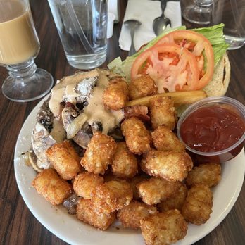 Elmwood Inn - The World Series Burger - with tater tots - yum! - Pubs Near Me - Rochester, New York