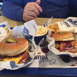 Single cheese / Single bacon cheese.