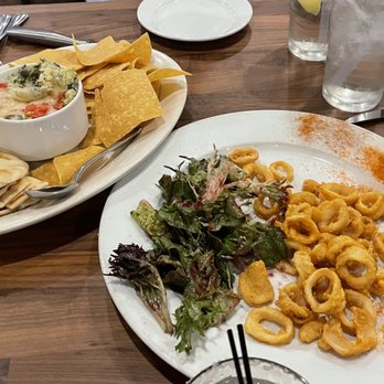 Boulder Creek - The spinach artichoke dip and calamari appetizers at Boulder Creek. - American Near Me - Brownsburg, Indiana