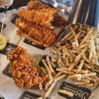 Joella's Hot Chicken - Mason - 4 huge tenders and parm garlic fries. - Chicken Wings Near Me - Mason, Ohio