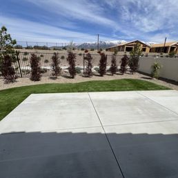 Large concrete patio, and landscaping