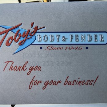 Toby's Body & Fender - Thank you card - Body Shops Near Me - Spokane, Washington Toby's Body & Fender - Thank you card - Body Shops Near Me - Spokane, Washington