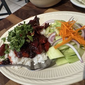 Silver Spoon Thai Restaurant - BBQ Pork over Rice - Thai Near Me - Chicago, Illinois