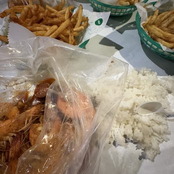 The Boiling Crab - Whole shabang shrimp with sausage, rice, and lemon pepper fries - Seafood Near Me - Las Vegas, Nevada