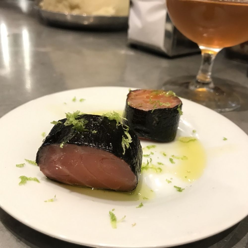 L'Avant Comptoir de la Mer - saumon marine nori wasabi - Seafood Near Me - Paris, 75 L'Avant Comptoir de la Mer - saumon marine nori wasabi - Seafood Near Me - Paris, 75